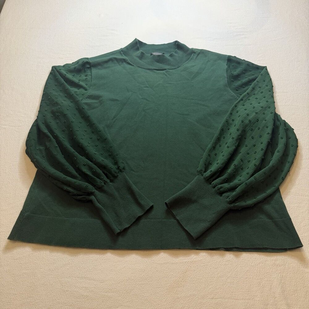 VINCE CAMUTO Ladies Clip Dot Sleeve Women’s Green Long Sleeve Size XL Casual Top